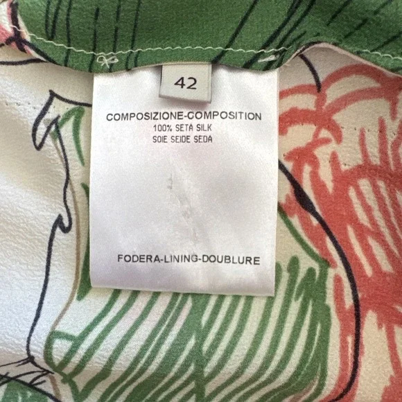 Stella McCartney Silk Floral Ruffle Blouse Cream Multicolor Peplum Top Sz-S